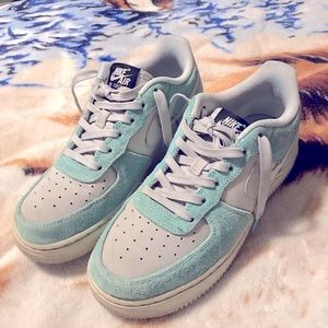 Turquoise and grey air force ones